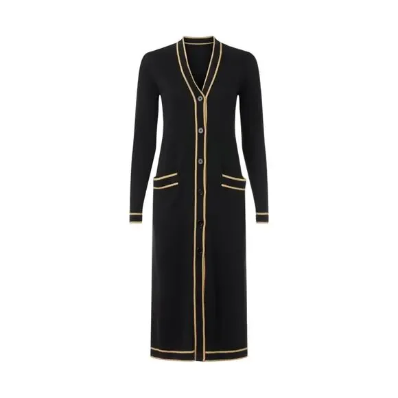 Ralph Lauren Black Long Duster Cardigan Sweater SMALL Prep Cotton Designer $245 - Picture 3 of 9